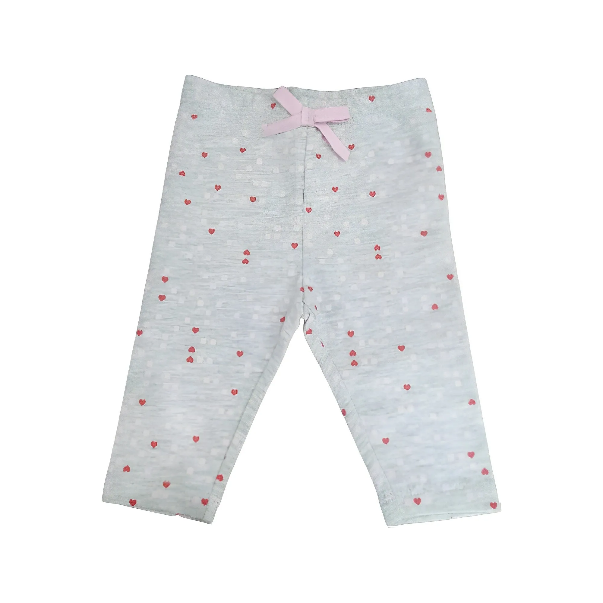 5.10.15 Hearts & Blue Print Bow Style Capri Grey Legging 11377