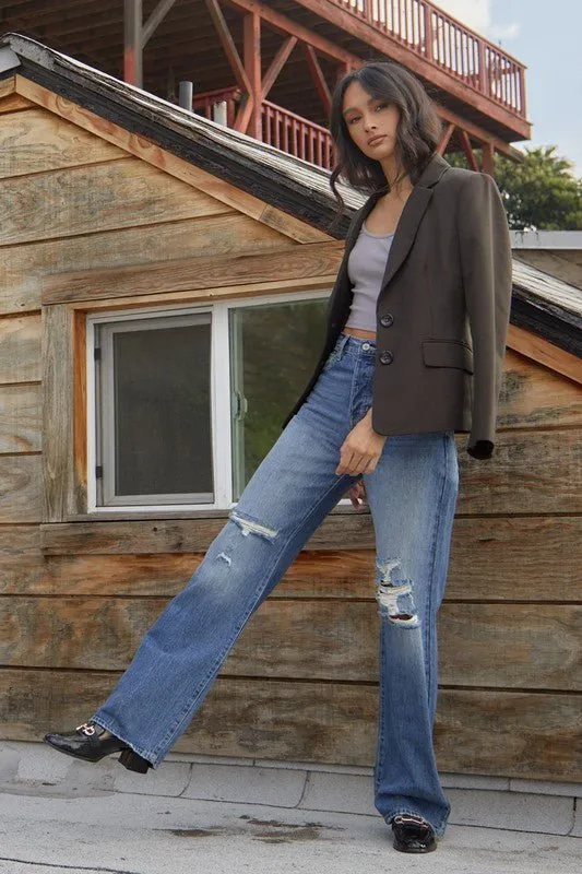 90's Ripped Flare Jeans