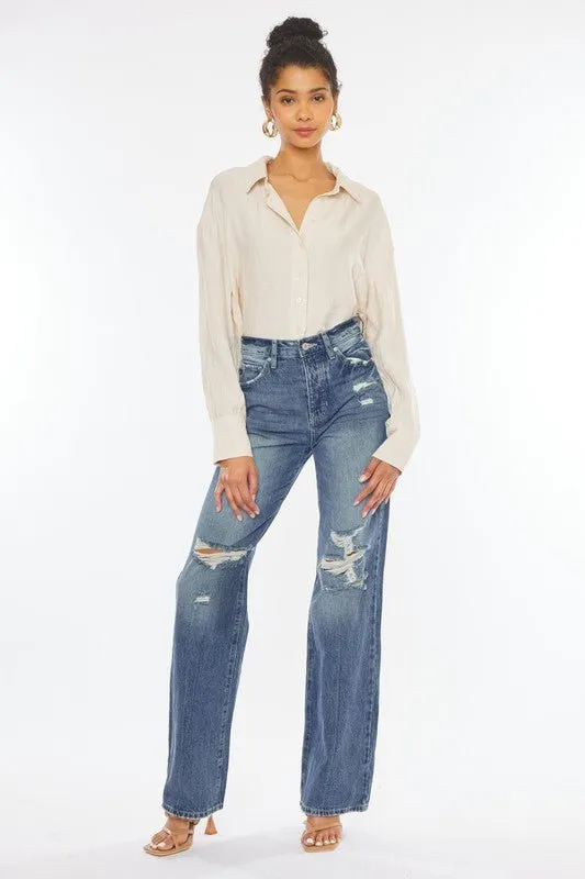 90's Ripped Flare Jeans