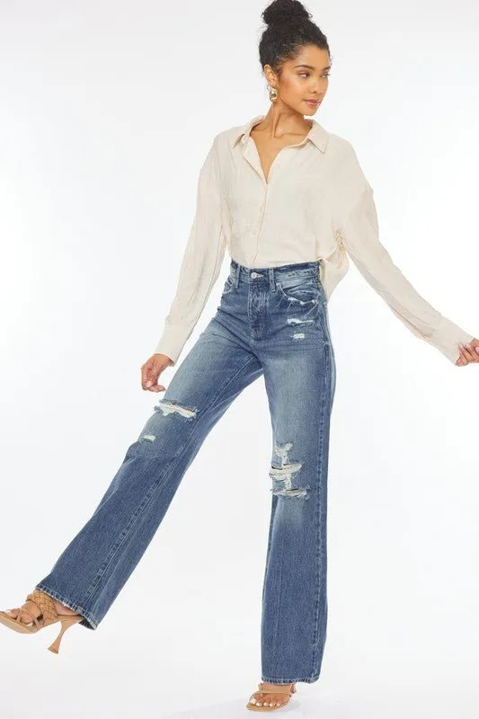 90's Ripped Flare Jeans