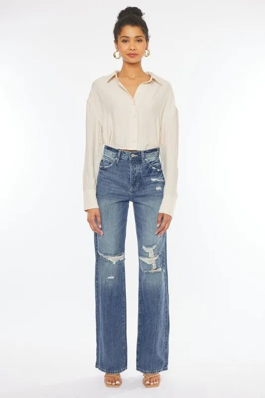 90's Ripped Flare Jeans