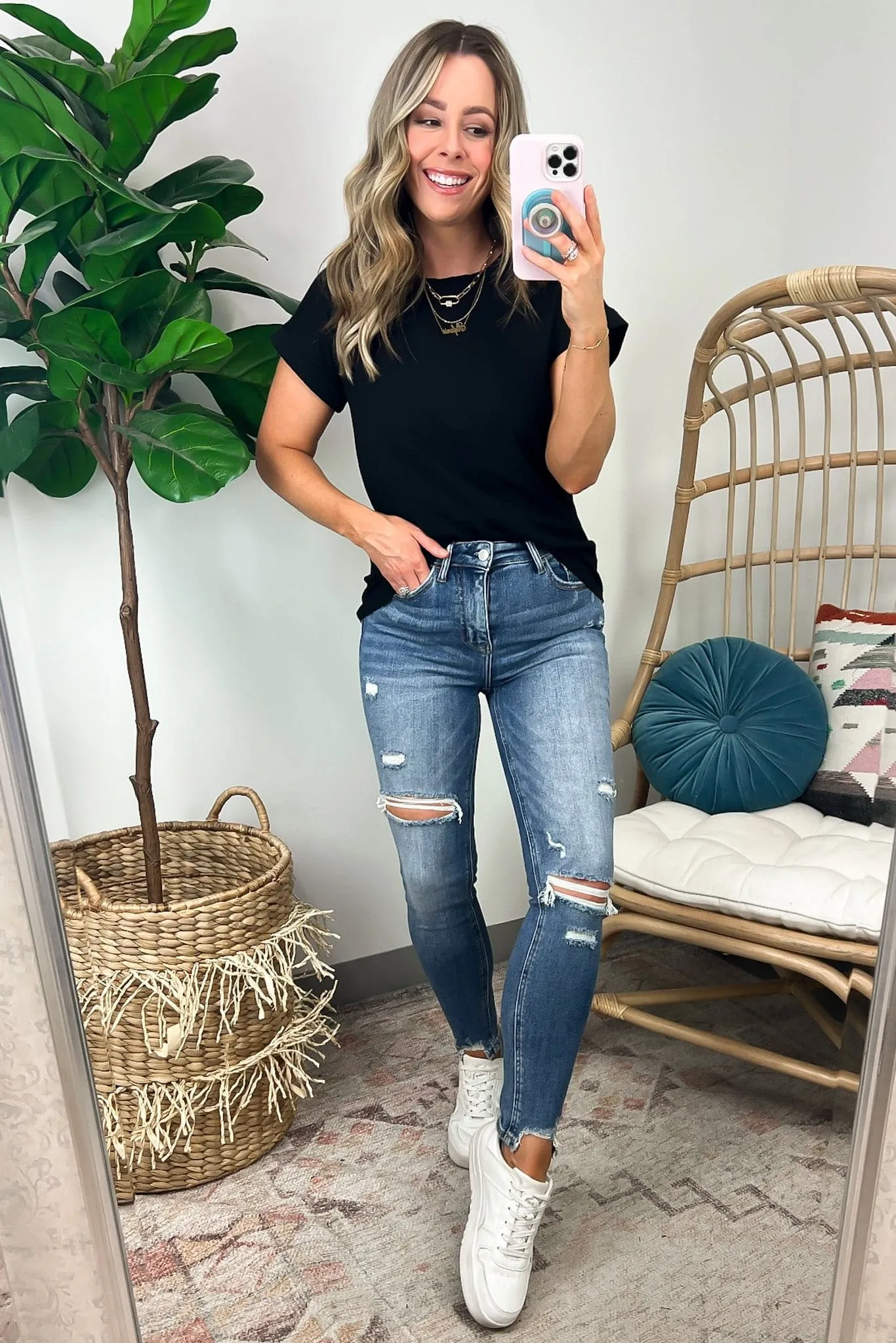 Aleesia High Rise Raw Hem Distressed Skinny Jeans - FINAL SALE