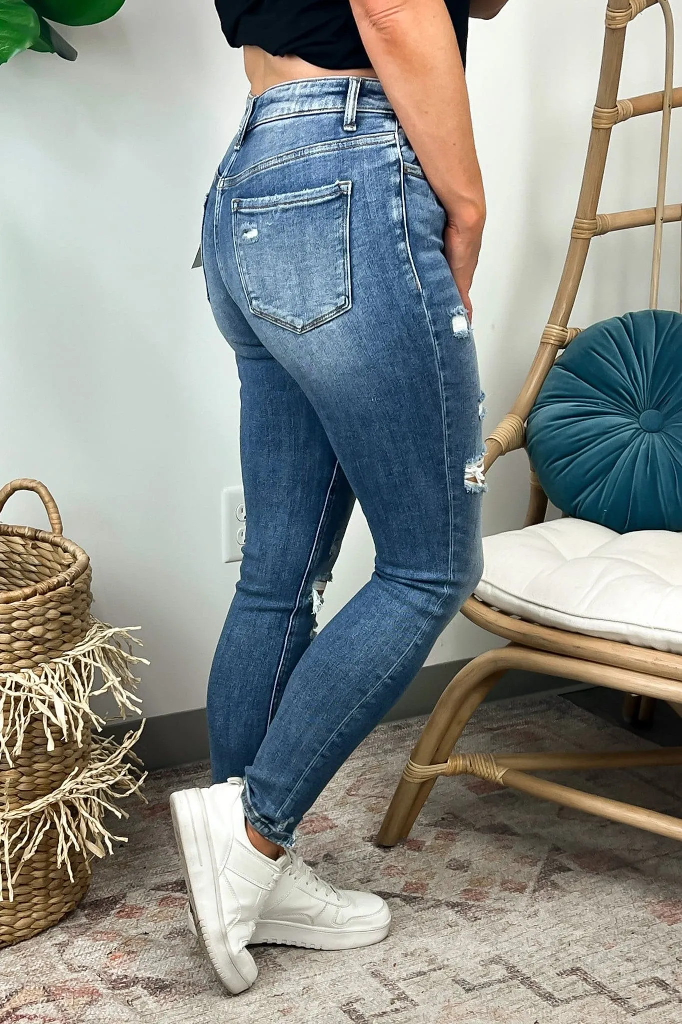 Aleesia High Rise Raw Hem Distressed Skinny Jeans - FINAL SALE