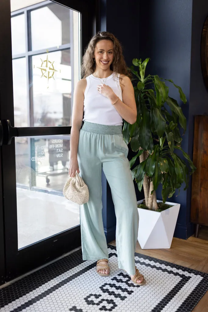 Bella Dahl Smocked Waist Wide Leg Pant, Oasis