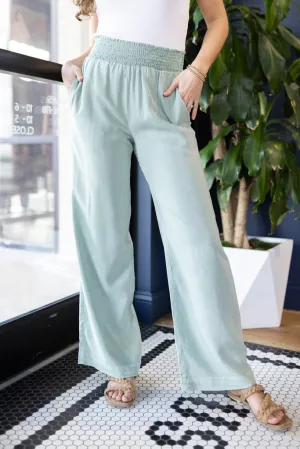 Bella Dahl Smocked Waist Wide Leg Pant, Oasis