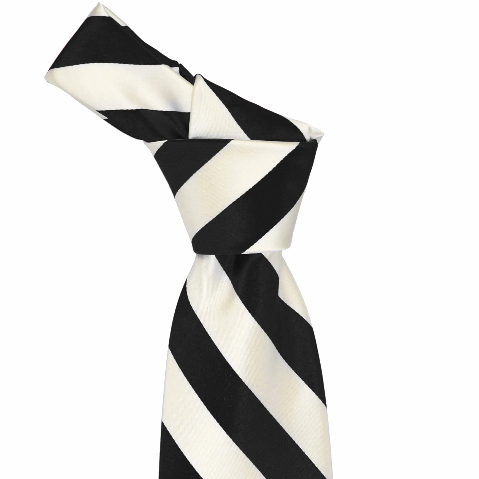 Black and Ivory Striped Tie