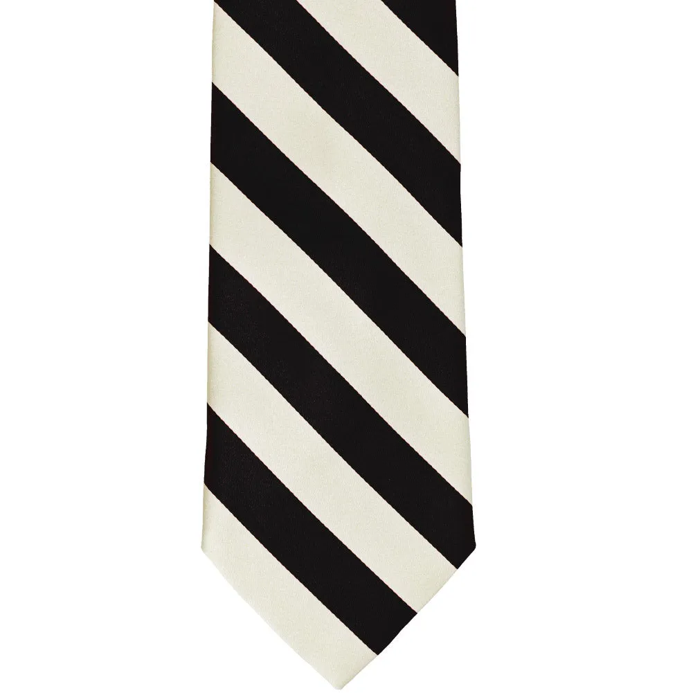 Black and Ivory Striped Tie