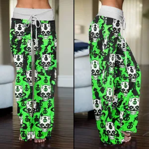 Black Green Devil Brush Women's High-waisted Wide Leg Pants