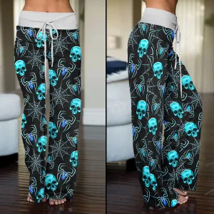 Blue Skull Spider Women's High-waisted Wide Leg Pants