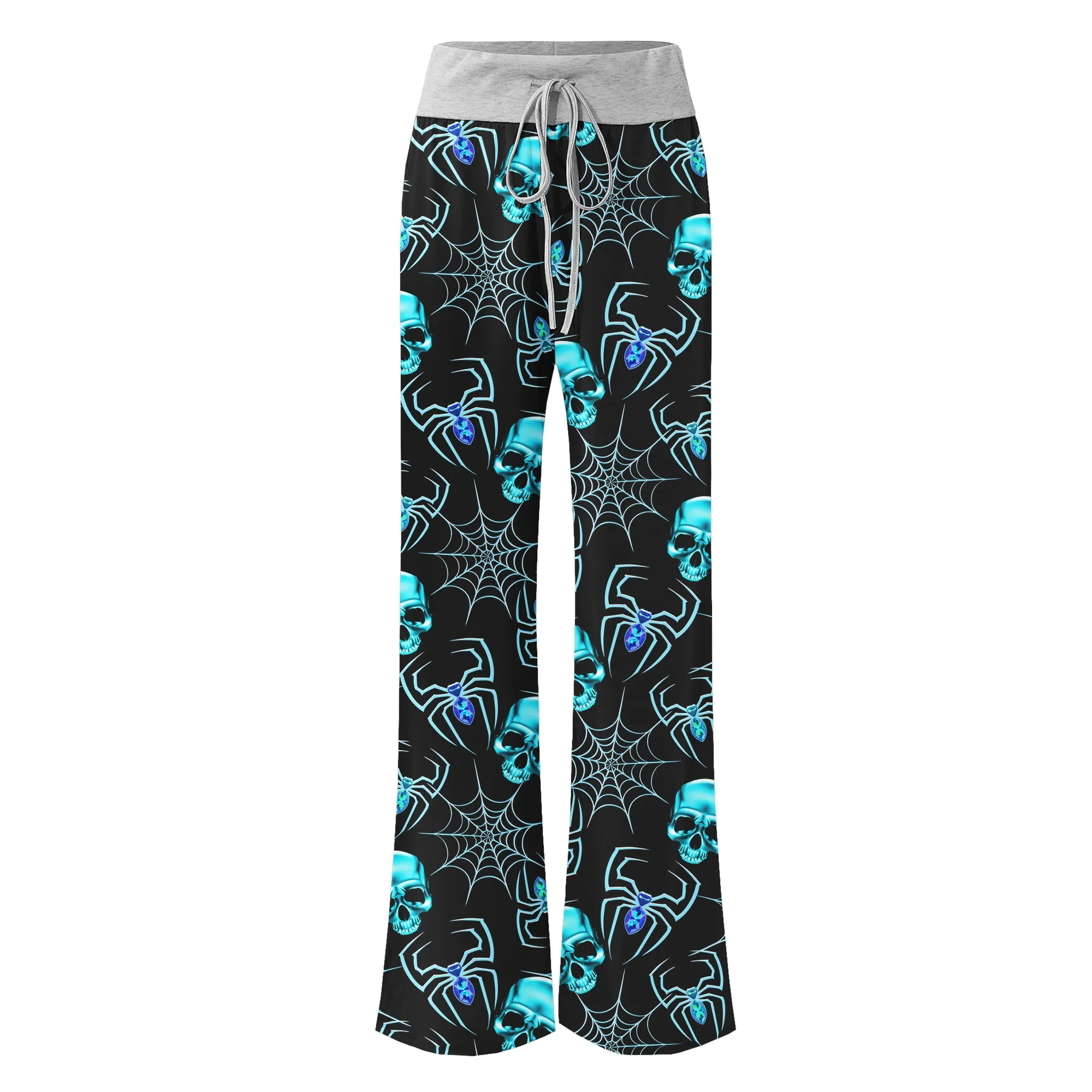 Blue Skull Spider Women's High-waisted Wide Leg Pants