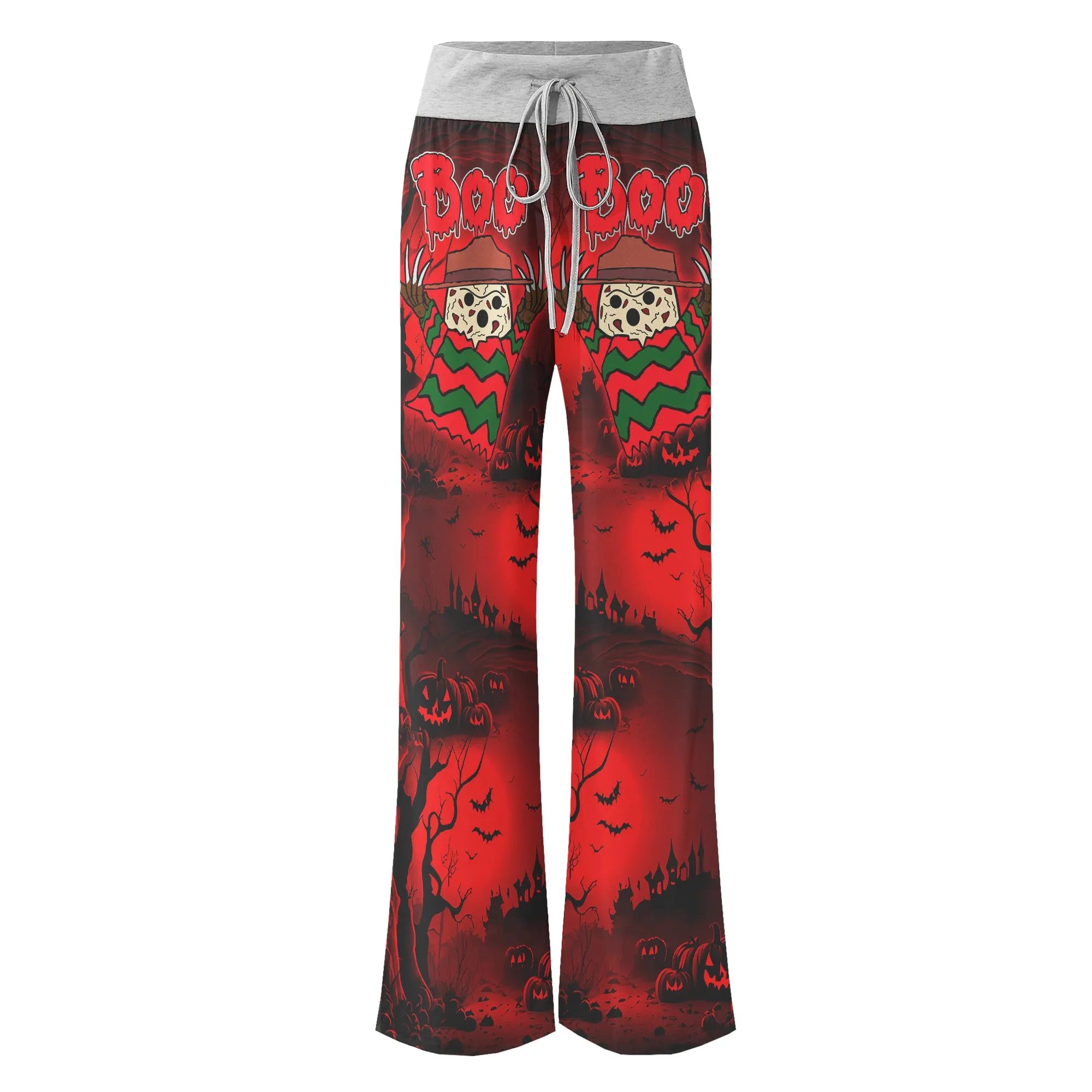 Boo Halloween Theme Women's High-waisted Wide Leg Pants