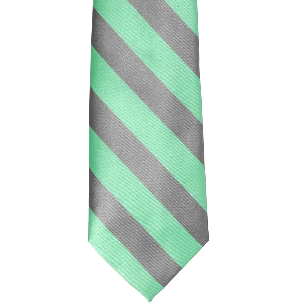 Bright Mint and Gray Striped Tie