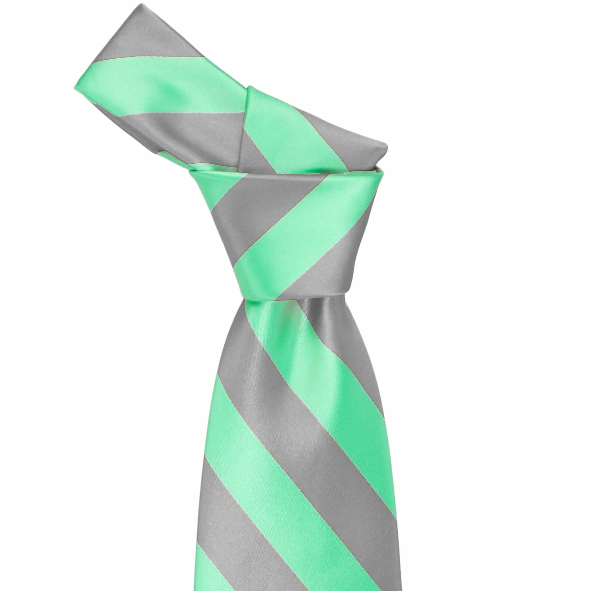 Bright Mint and Gray Striped Tie