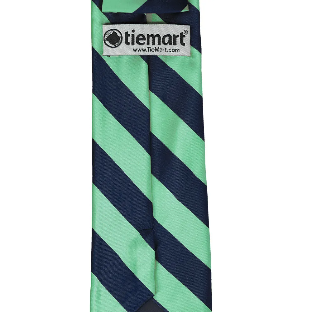 Bright Mint and Navy Blue Striped Tie