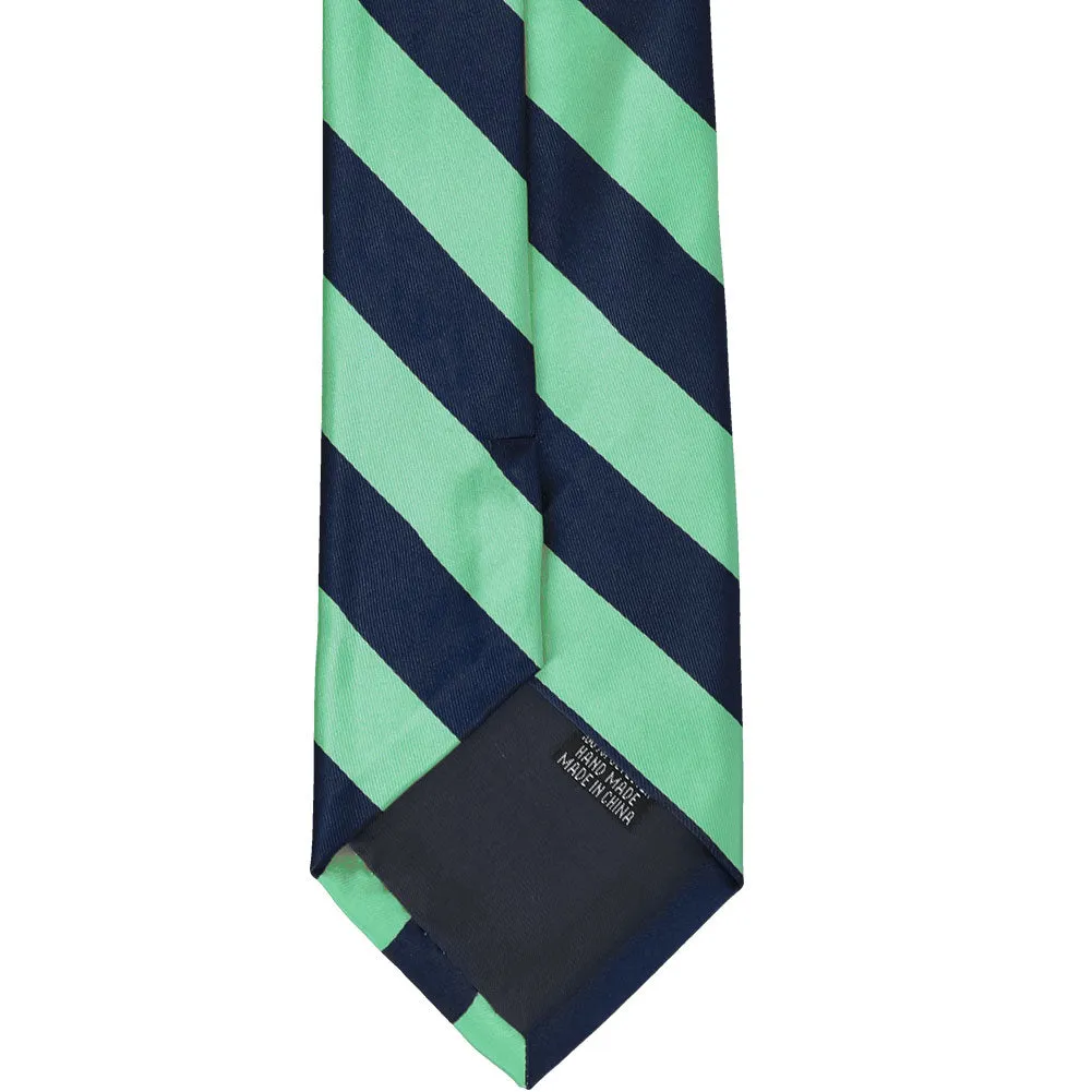 Bright Mint and Navy Blue Striped Tie