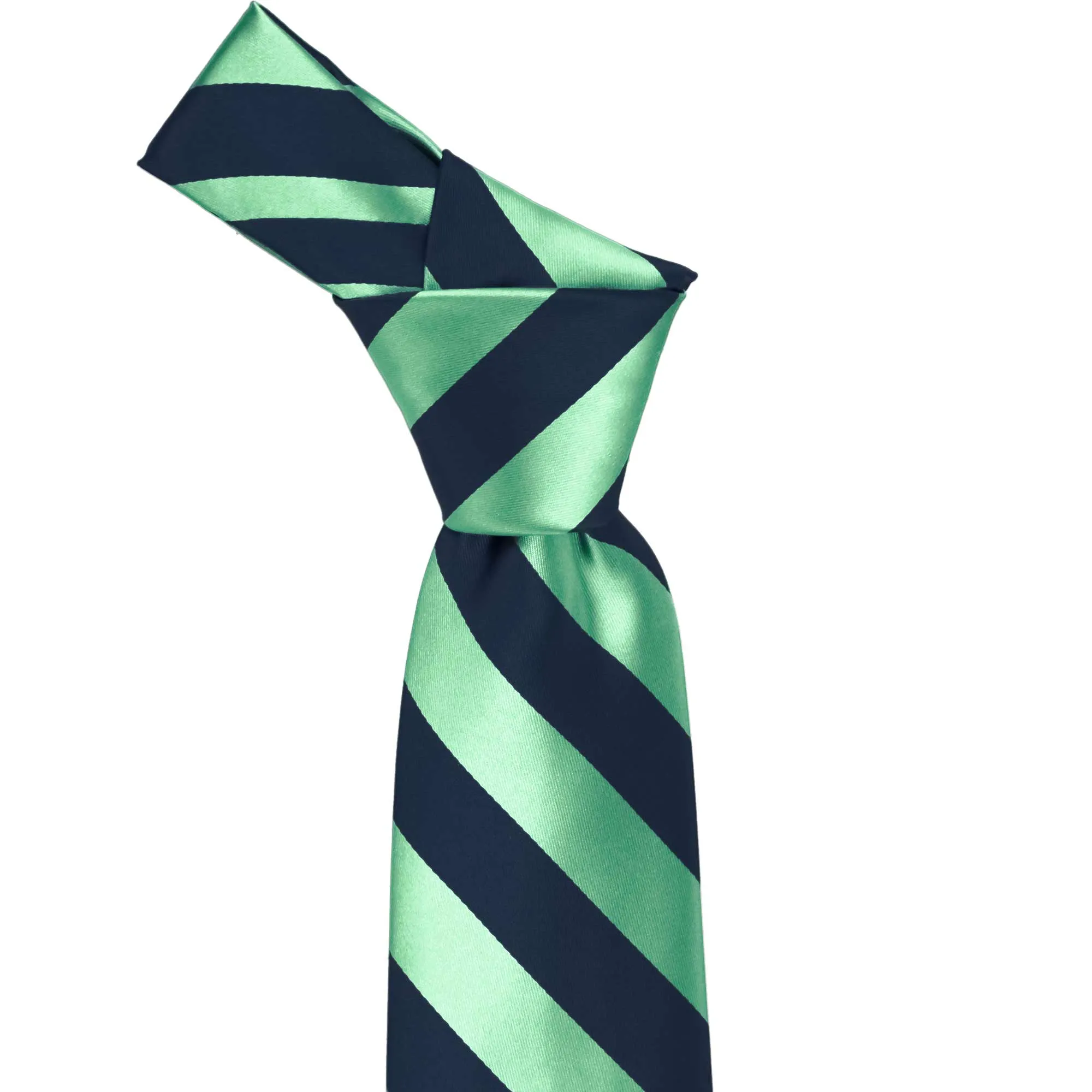 Bright Mint and Navy Blue Striped Tie