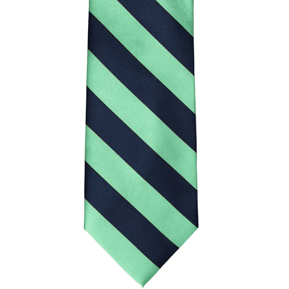 Bright Mint and Navy Blue Striped Tie