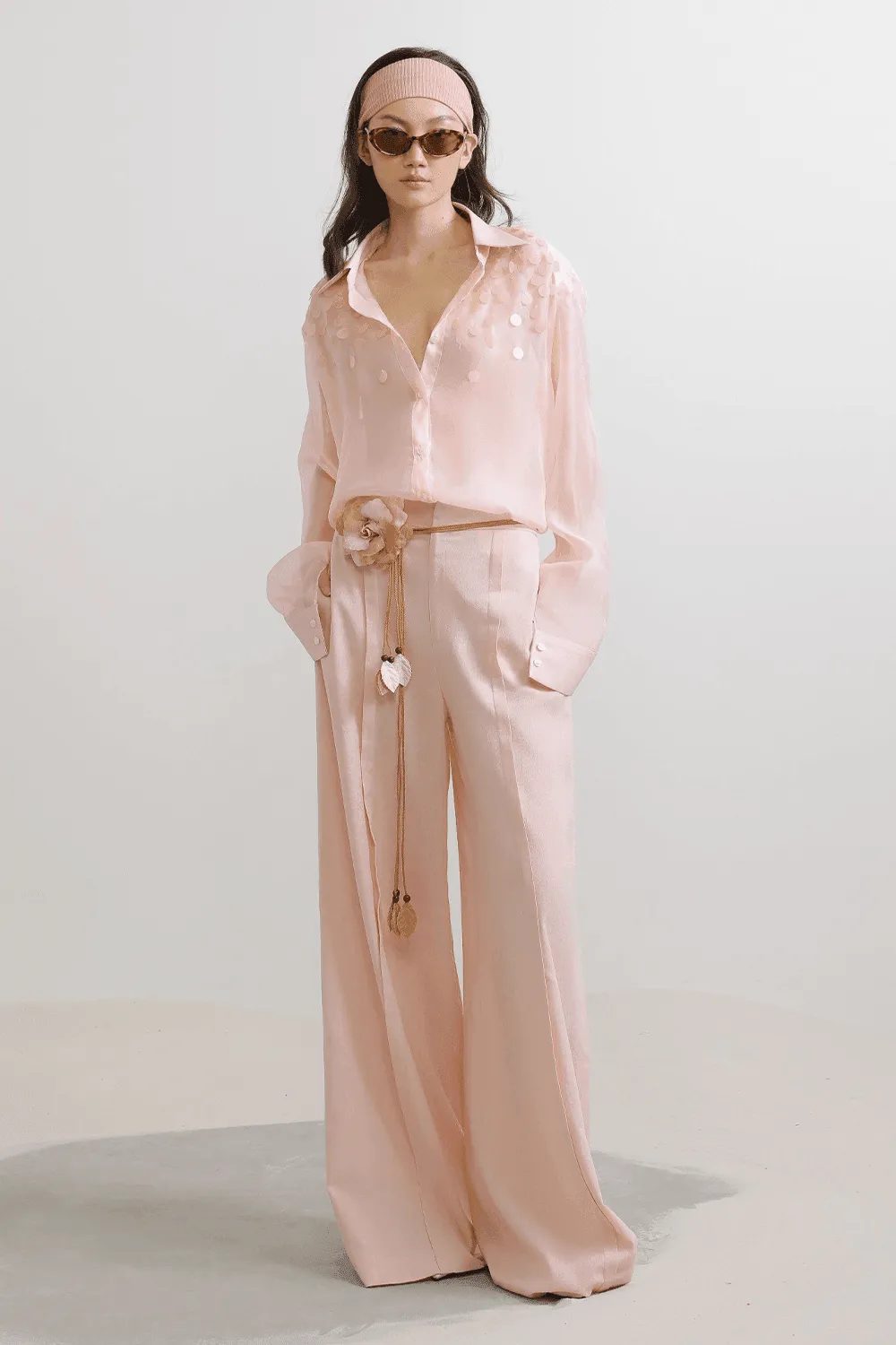 Camellia Straight Side Pocket Linen Floor Length Pants