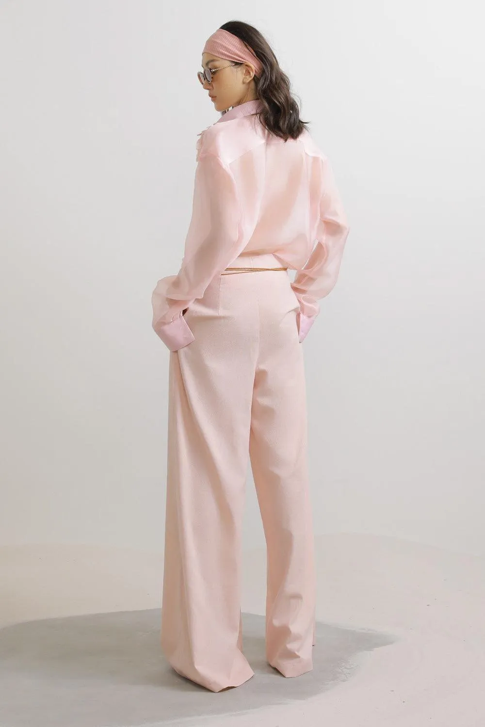 Camellia Straight Side Pocket Linen Floor Length Pants