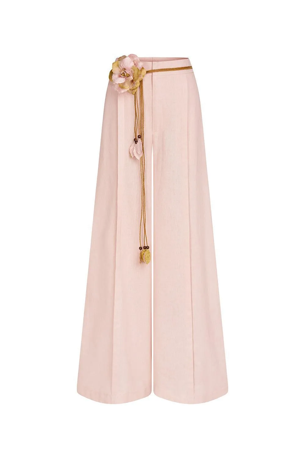 Camellia Straight Side Pocket Linen Floor Length Pants