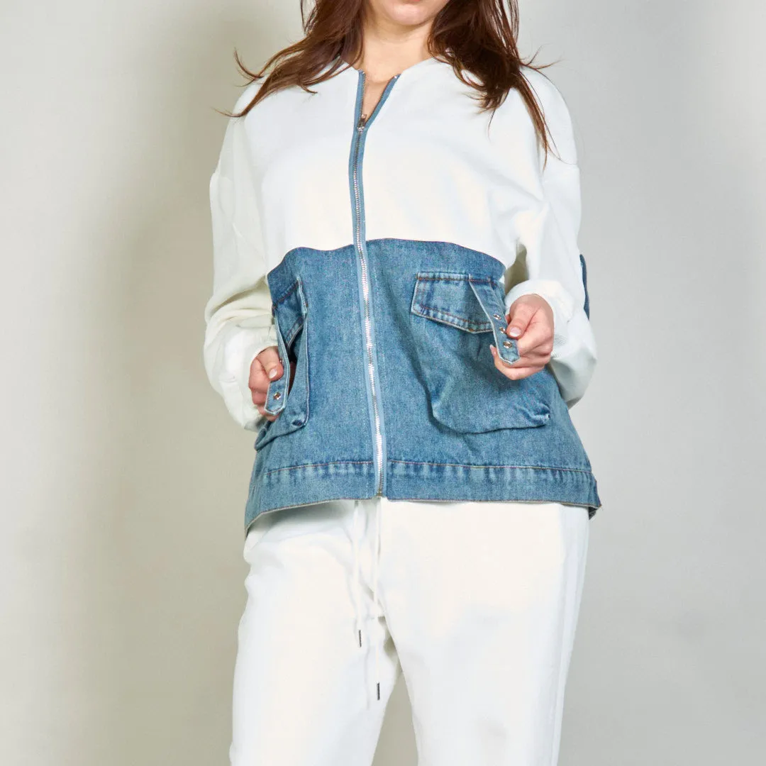Casual zip-up jacket and relaxed pants set wholesale