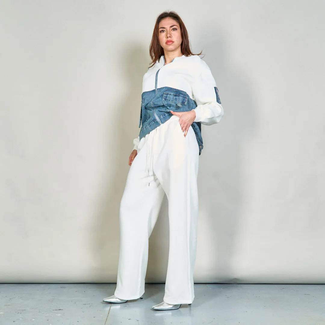Casual zip-up jacket and relaxed pants set wholesale