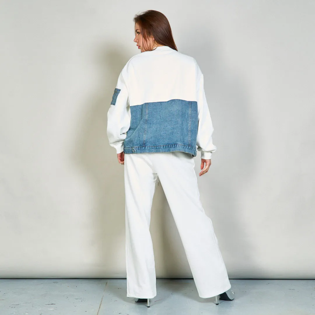 Casual zip-up jacket and relaxed pants set wholesale