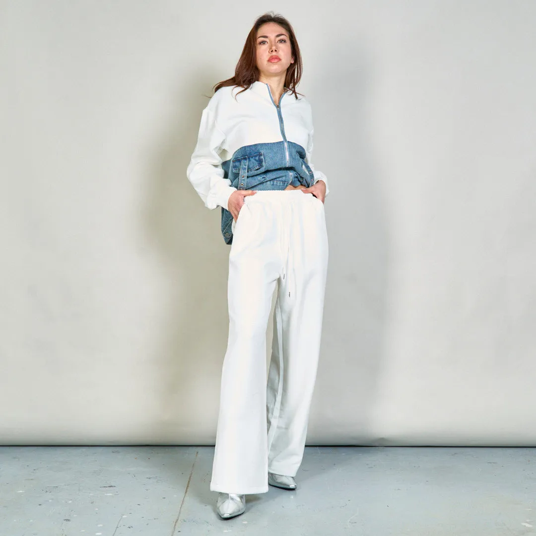 Casual zip-up jacket and relaxed pants set wholesale