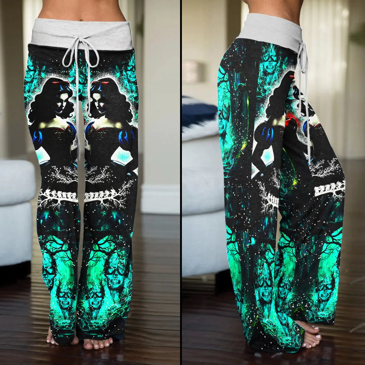 Dark Green Theme Women's High-waisted Wide Leg Pants