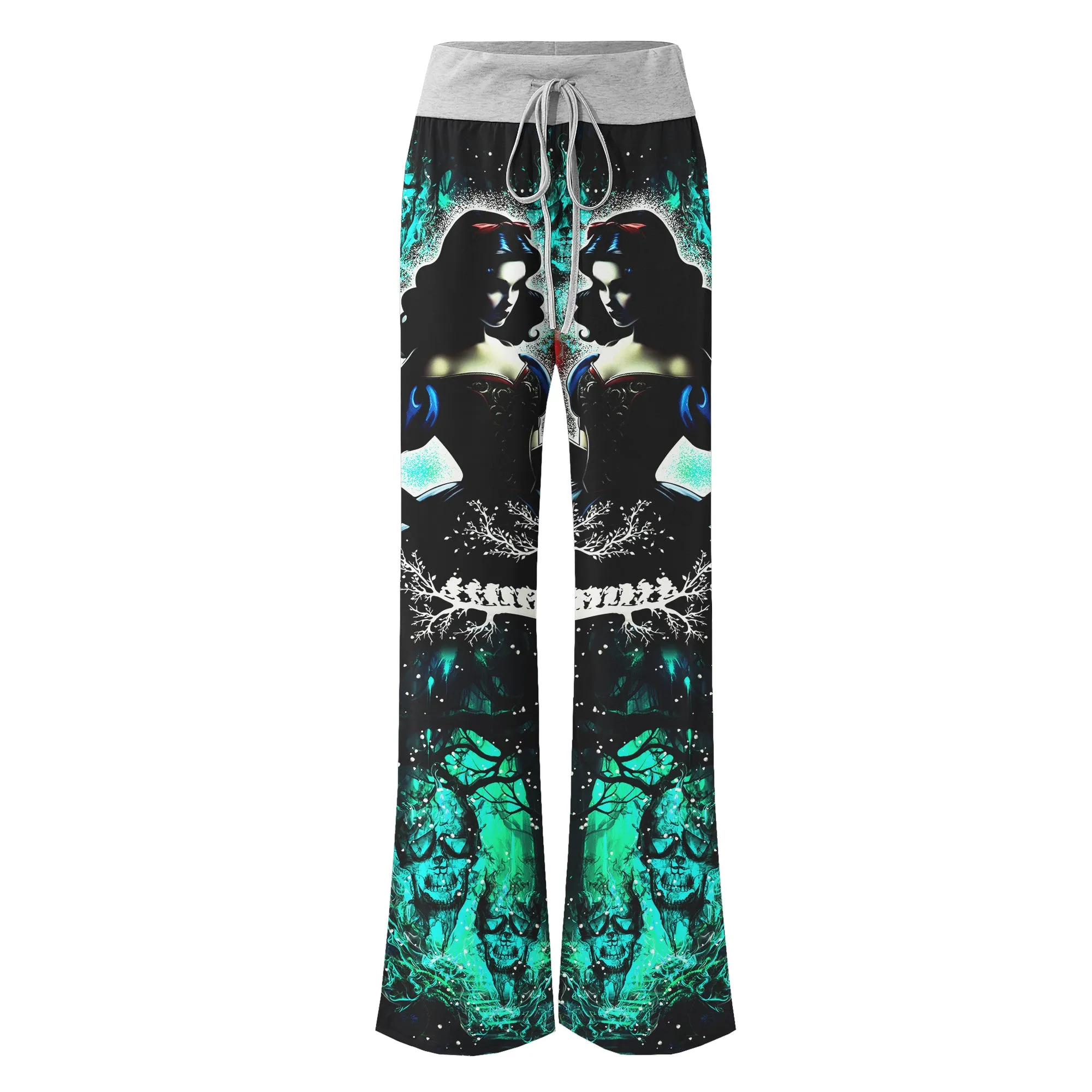 Dark Green Theme Women's High-waisted Wide Leg Pants
