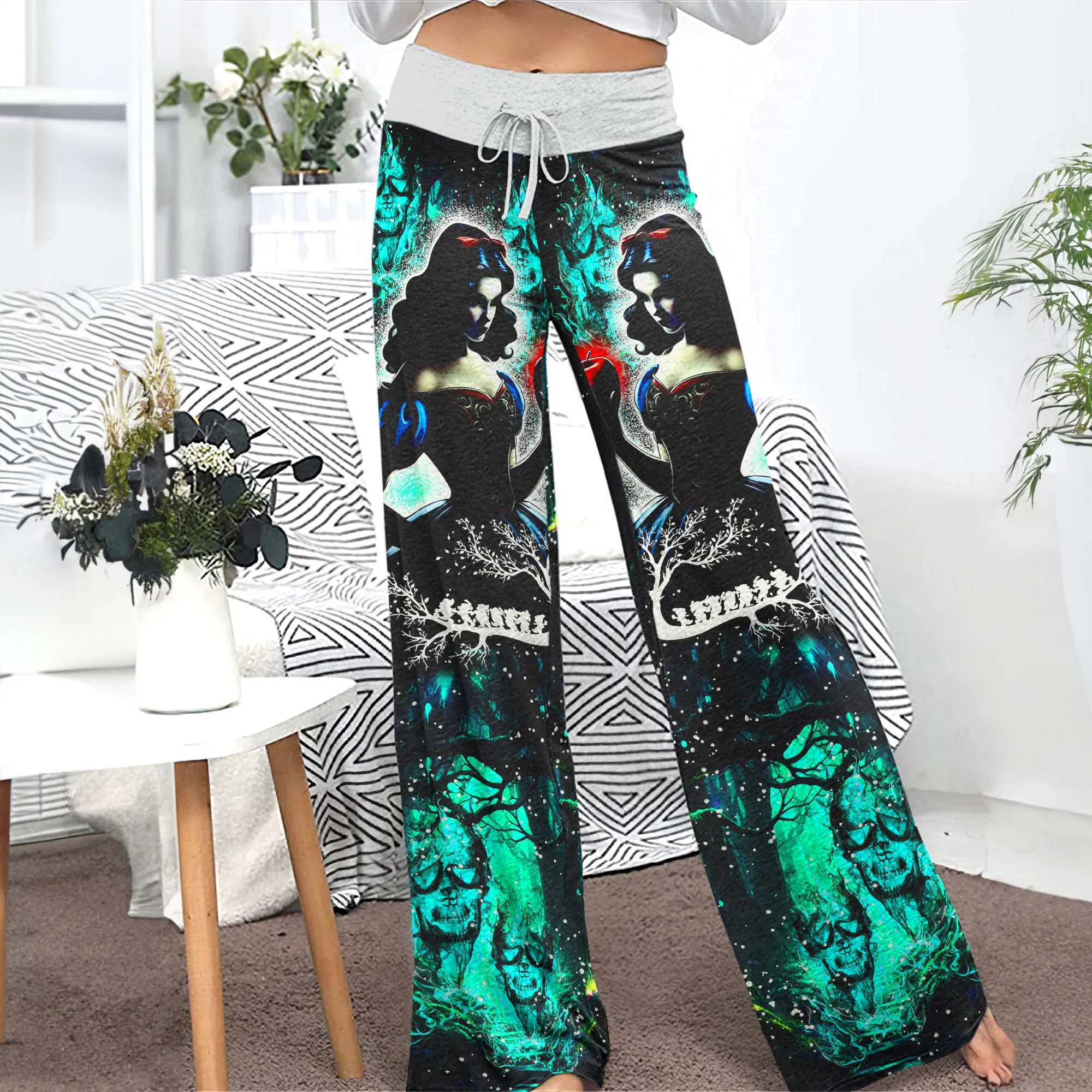 Dark Green Theme Women's High-waisted Wide Leg Pants