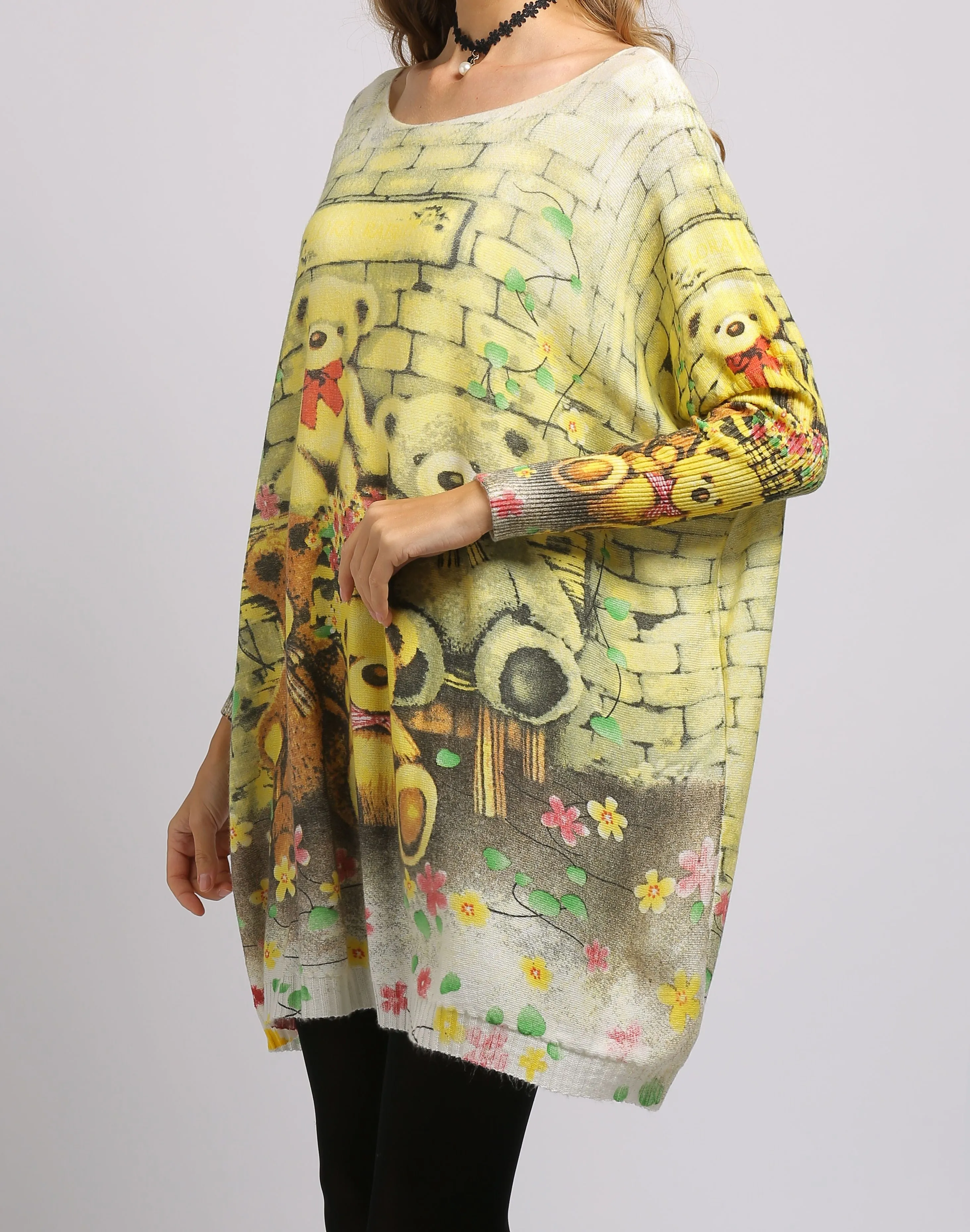ellazhu Women Fall Long Sleeve Crewneck Loose Casual Sweater Sweatshirts DH04