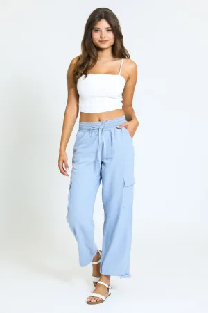 Emma Smock Waist Cargo Pant - Blue Fog