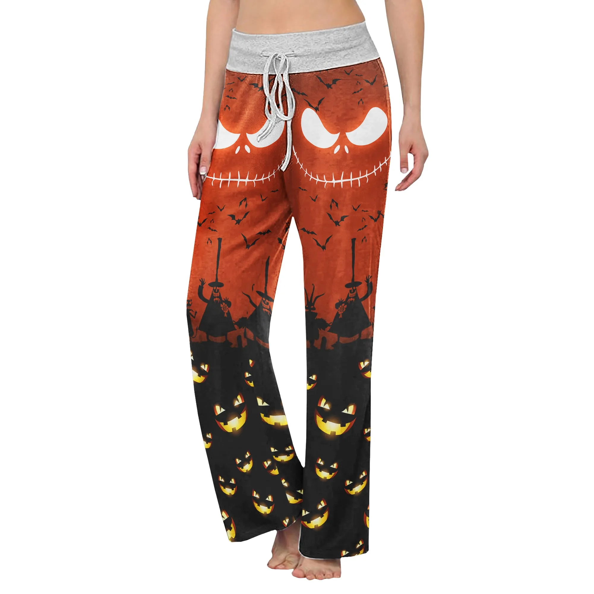 Emo Nightmare Halloween Theme Women's High-waisted Wide Leg Pants