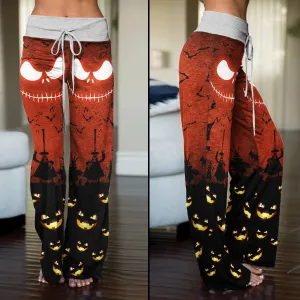Emo Nightmare Halloween Theme Women's High-waisted Wide Leg Pants