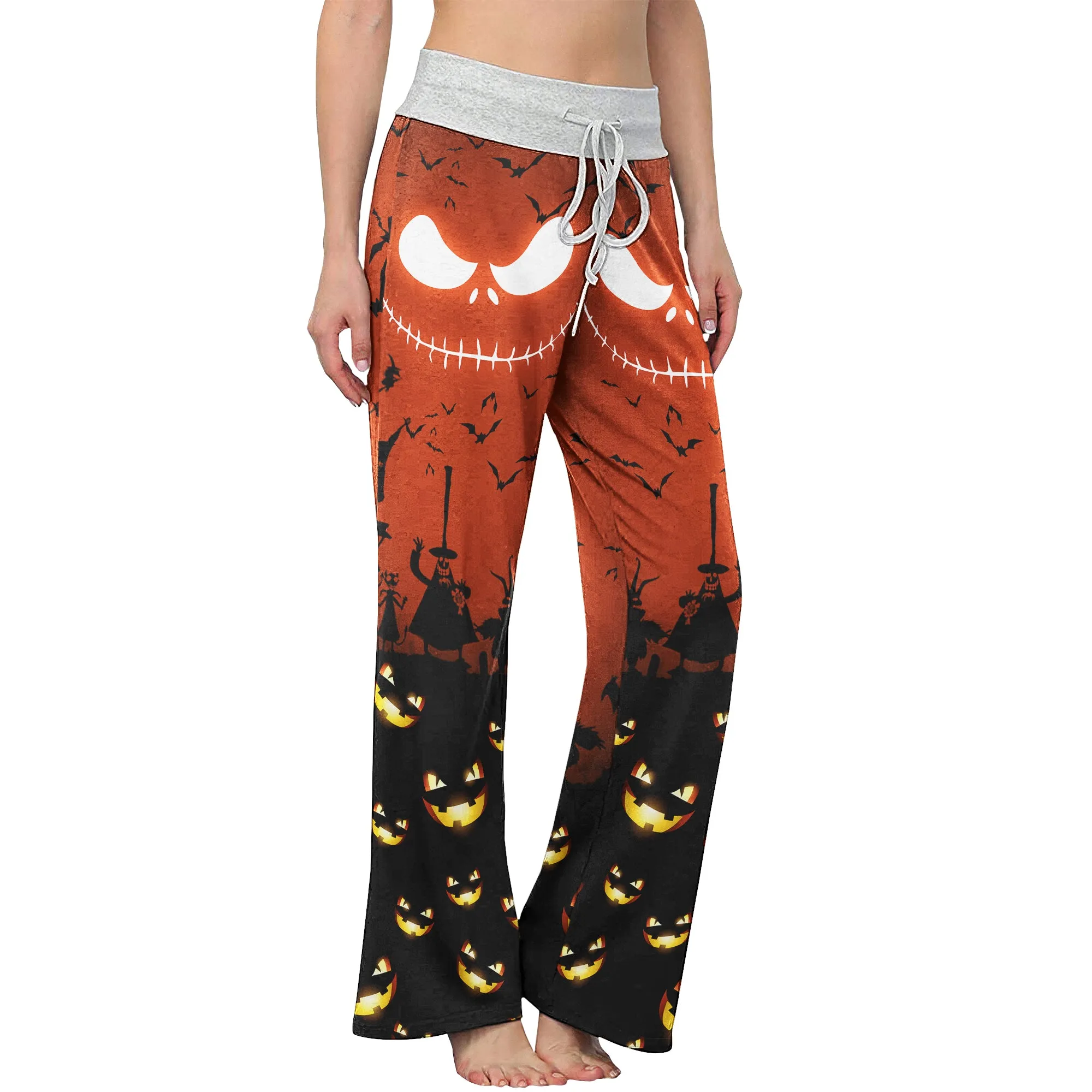 Emo Nightmare Halloween Theme Women's High-waisted Wide Leg Pants