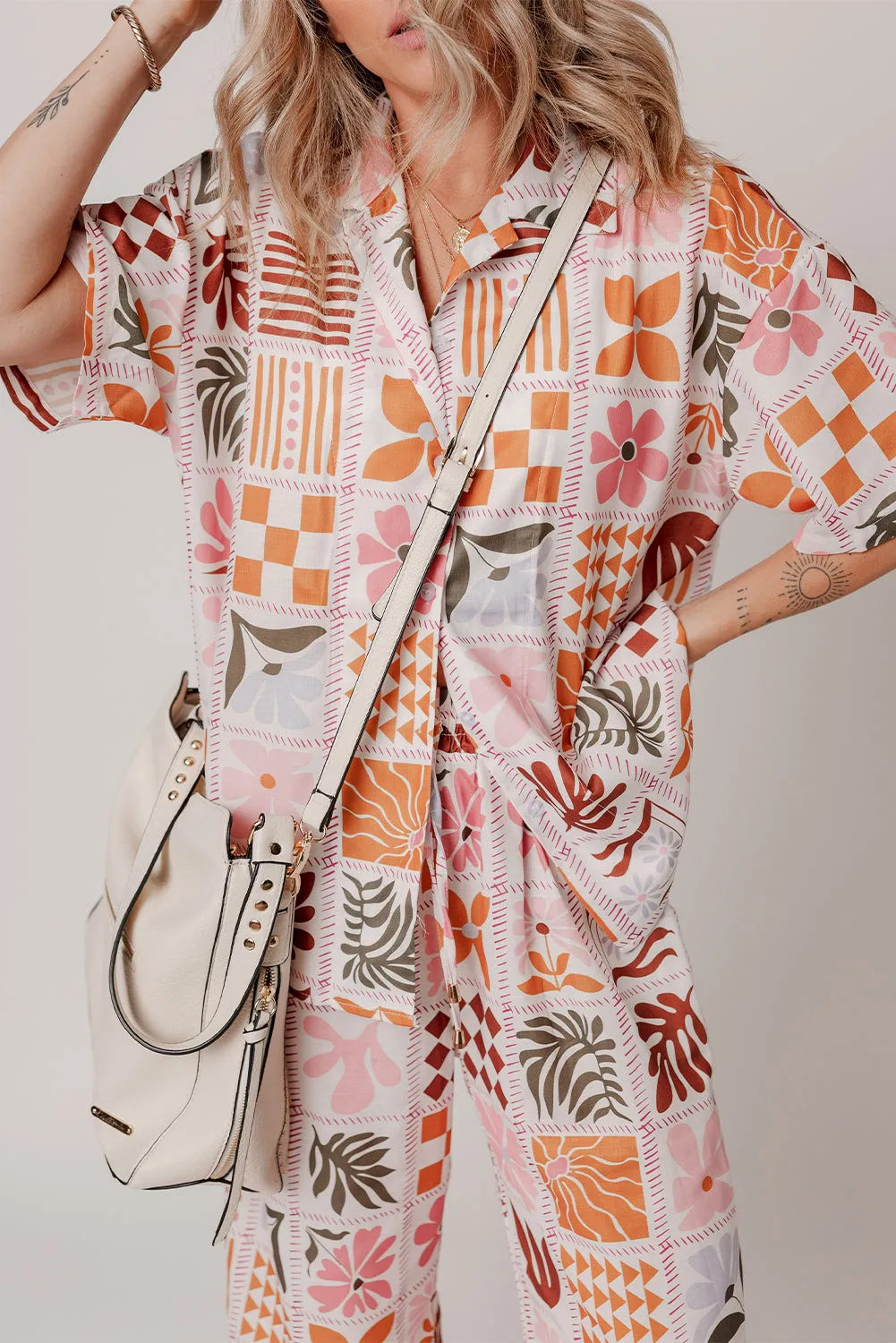 Floral Checker Shirt and Pants Set
