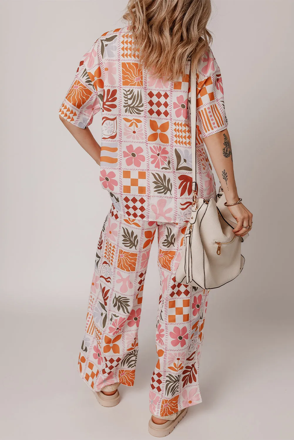 Floral Checker Shirt and Pants Set