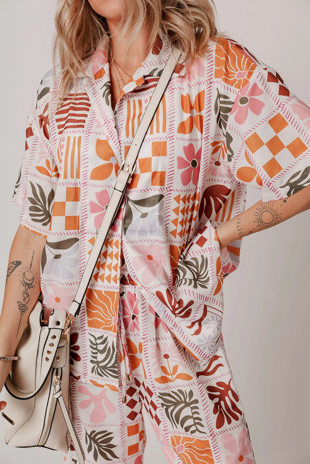 Floral Checker Shirt and Pants Set