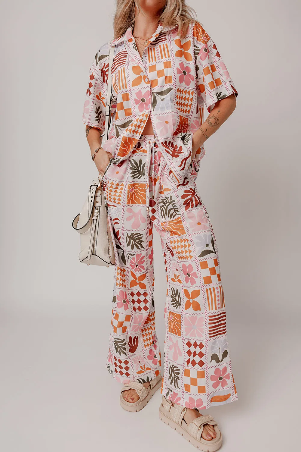 Floral Checker Shirt and Pants Set