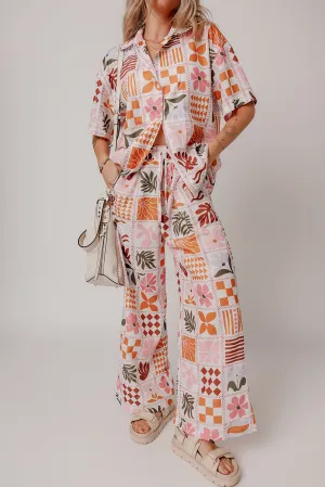 Floral Checker Shirt and Pants Set