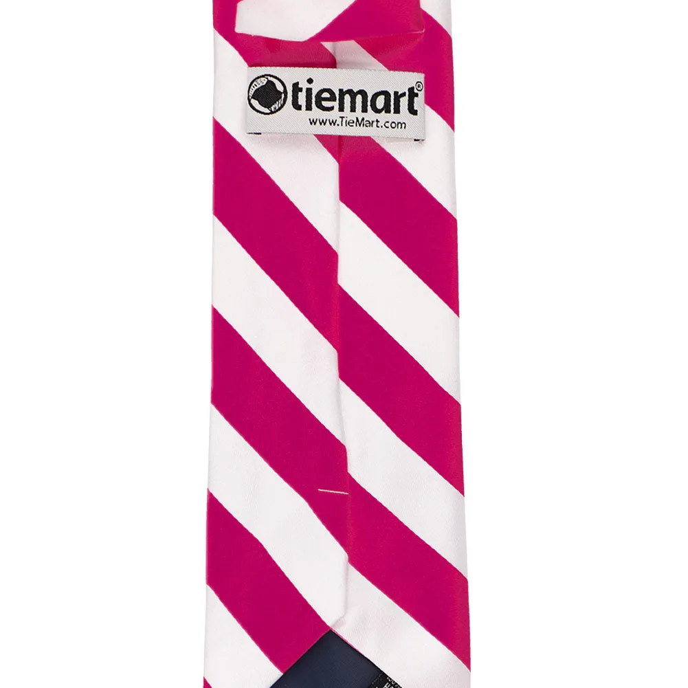 Fuchsia and White Striped Tie