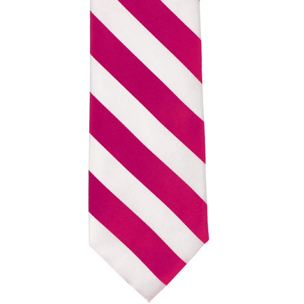 Fuchsia and White Striped Tie