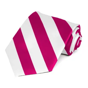 Fuchsia and White Striped Tie