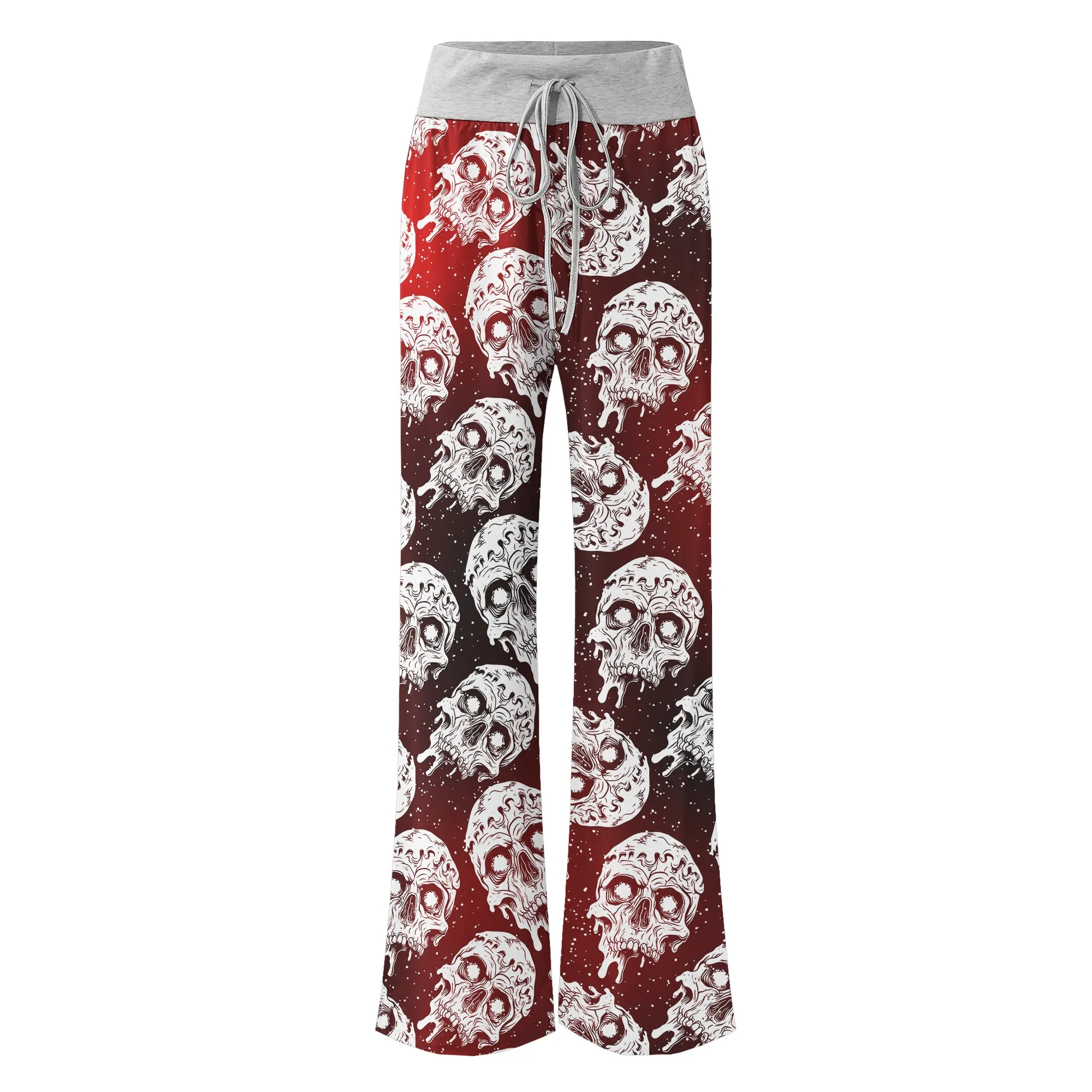 Gradient Skull Melting Women's High-waisted Wide Leg Pants