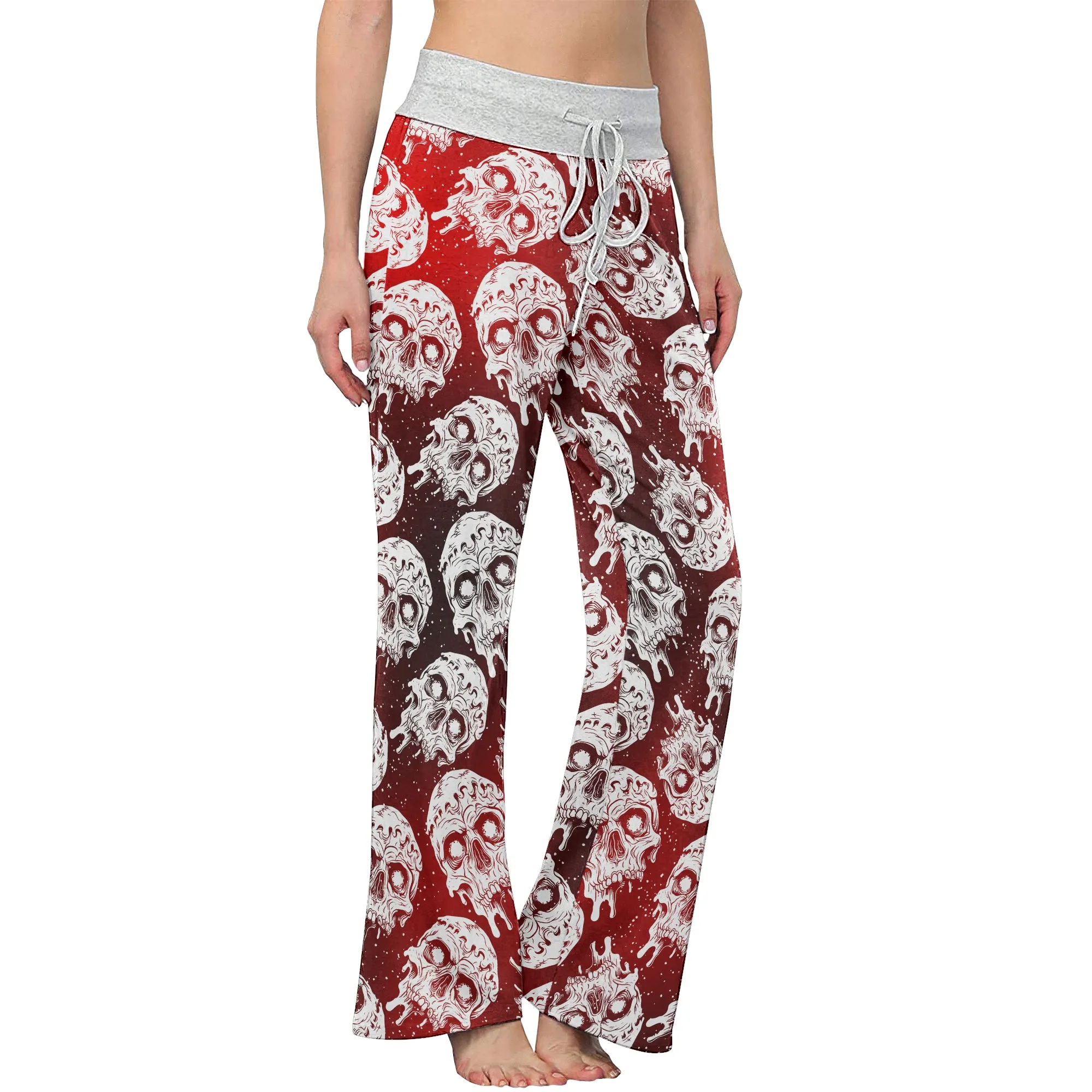 Gradient Skull Melting Women's High-waisted Wide Leg Pants