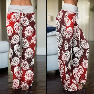 Gradient Skull Melting Women's High-waisted Wide Leg Pants