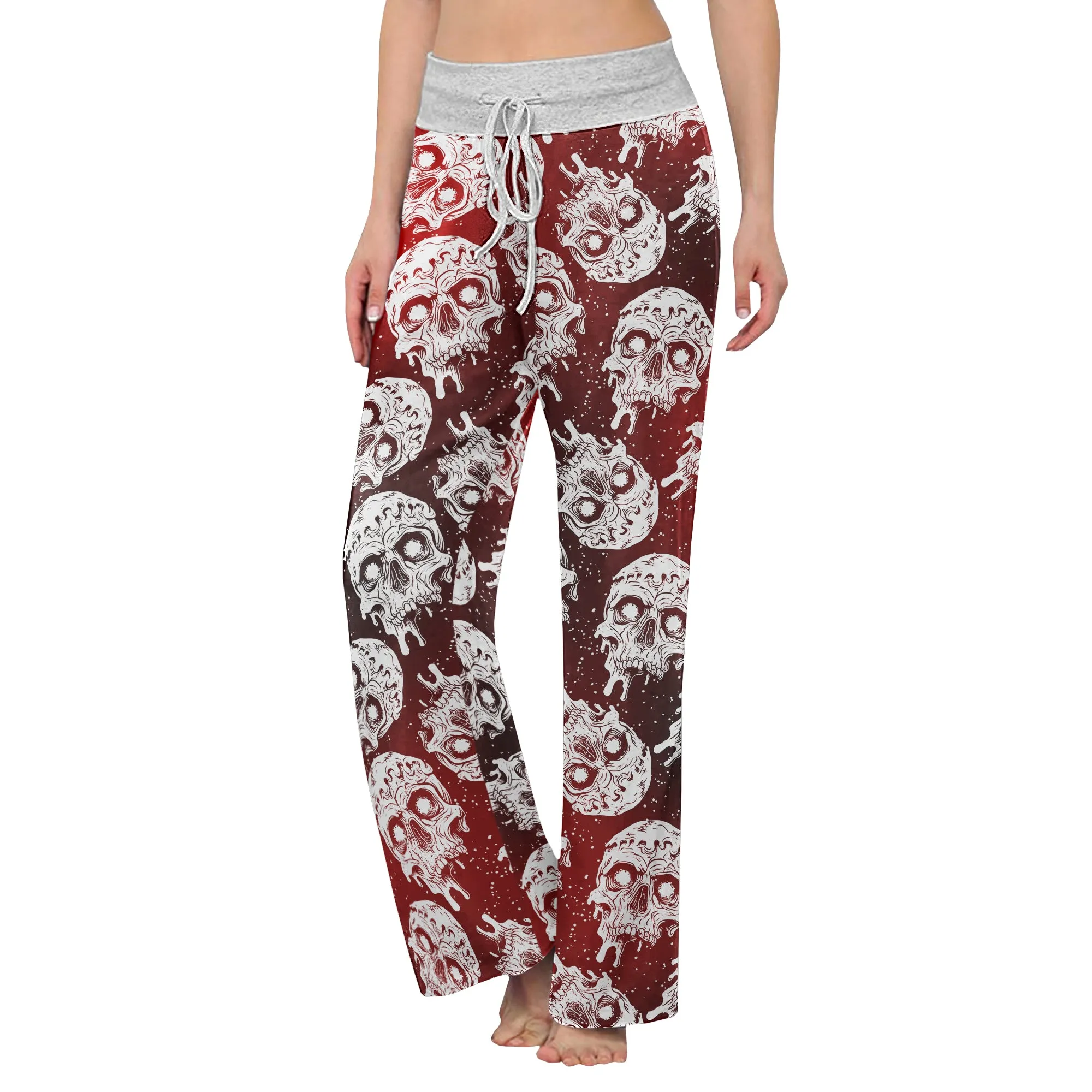 Gradient Skull Melting Women's High-waisted Wide Leg Pants
