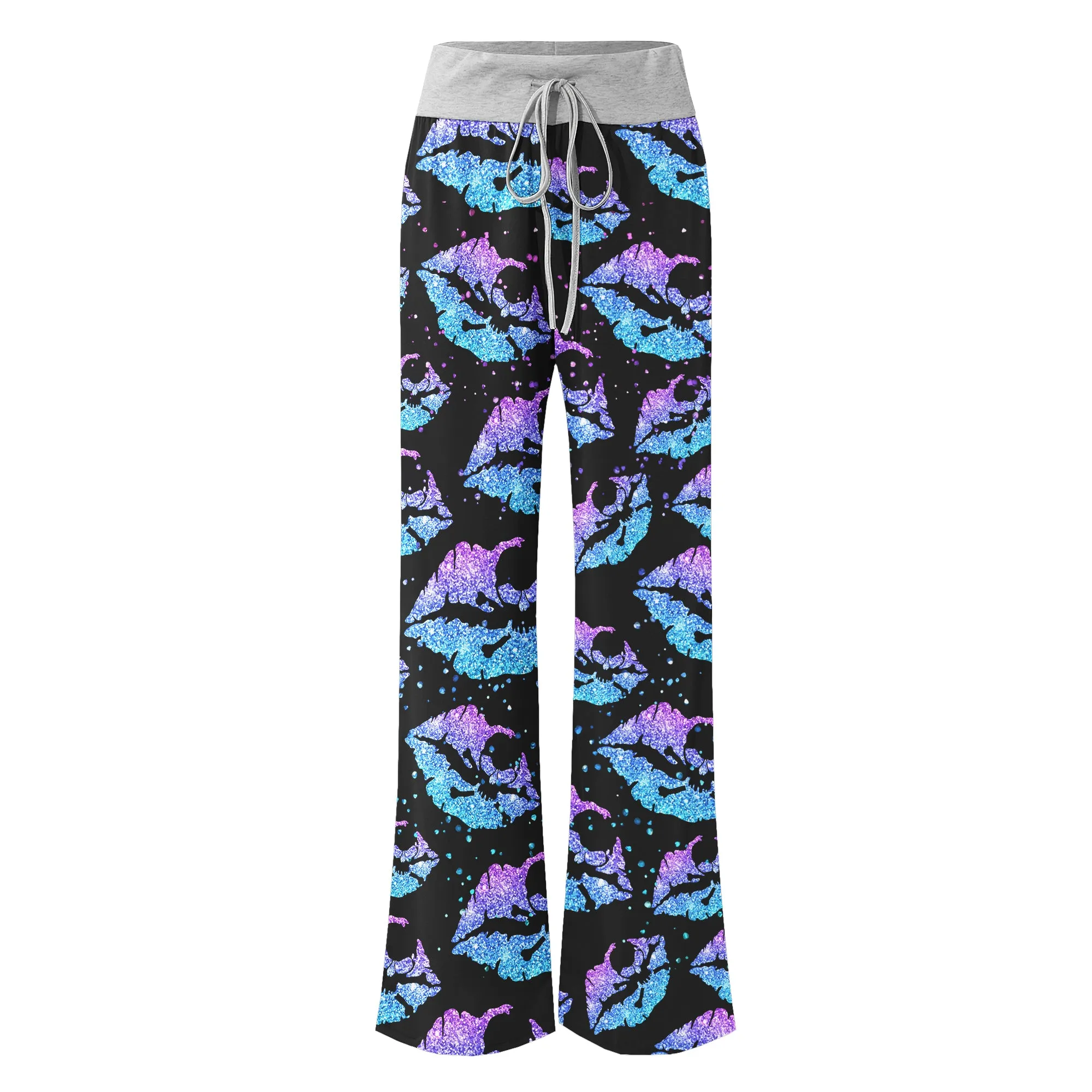 Gradient Twinkle Lip Skull Women's High-waisted Wide Leg Pants