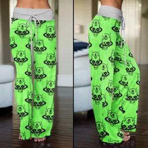 Green Baby Devil Art Women's High-waisted Wide Leg Pants